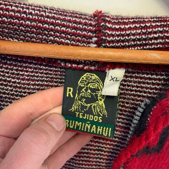 Vintage  wool sweater coat w hood dream catcher full zip in Sz Xl! - Picture 5 of 10